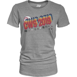 2019 Men's College World Series CWS 8 Team WOMEN'S Tri-Blend Gray T-Shirt