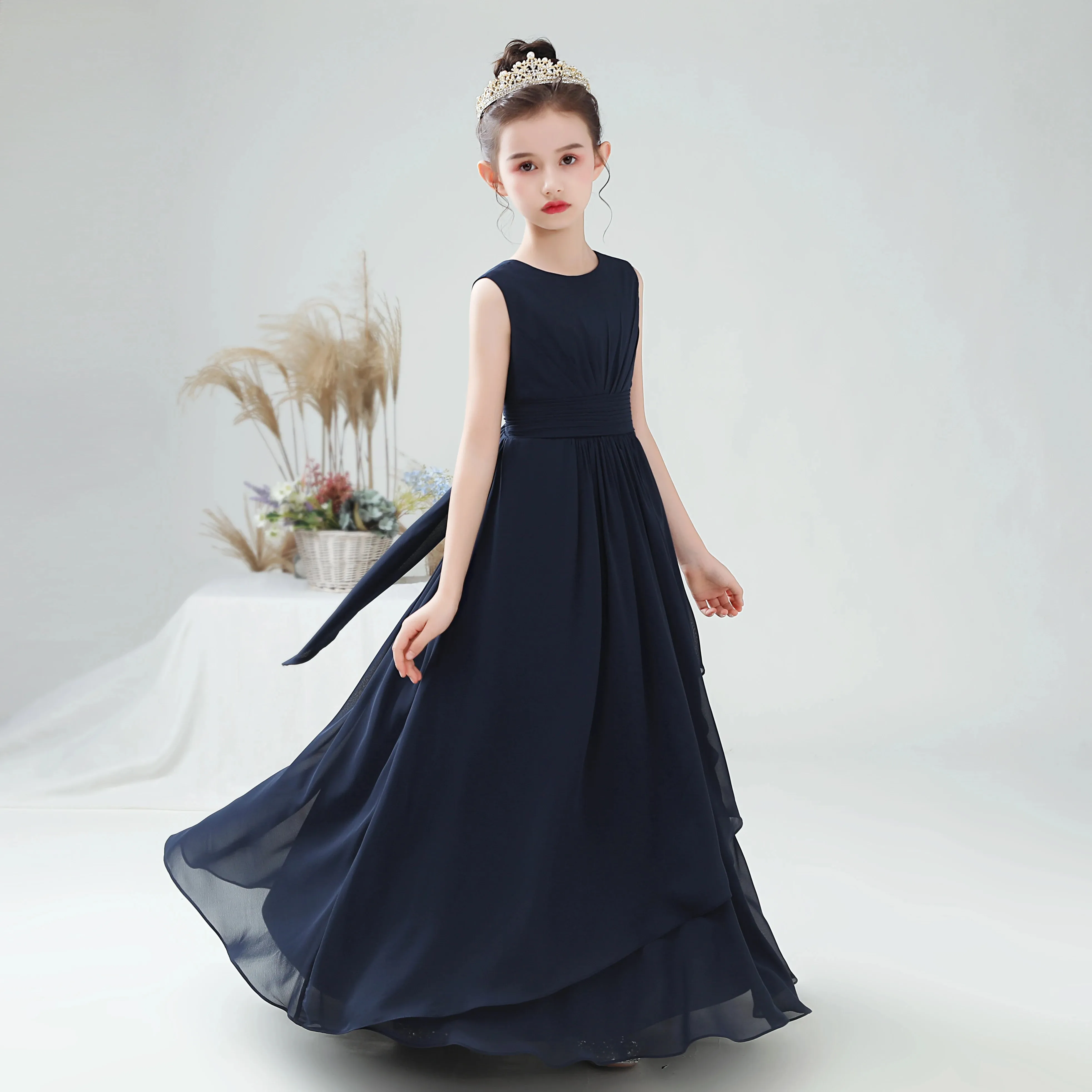 2024 Chiffon Flower Girl Dress for Weddings, First Communion, and Junior Bridesmaids