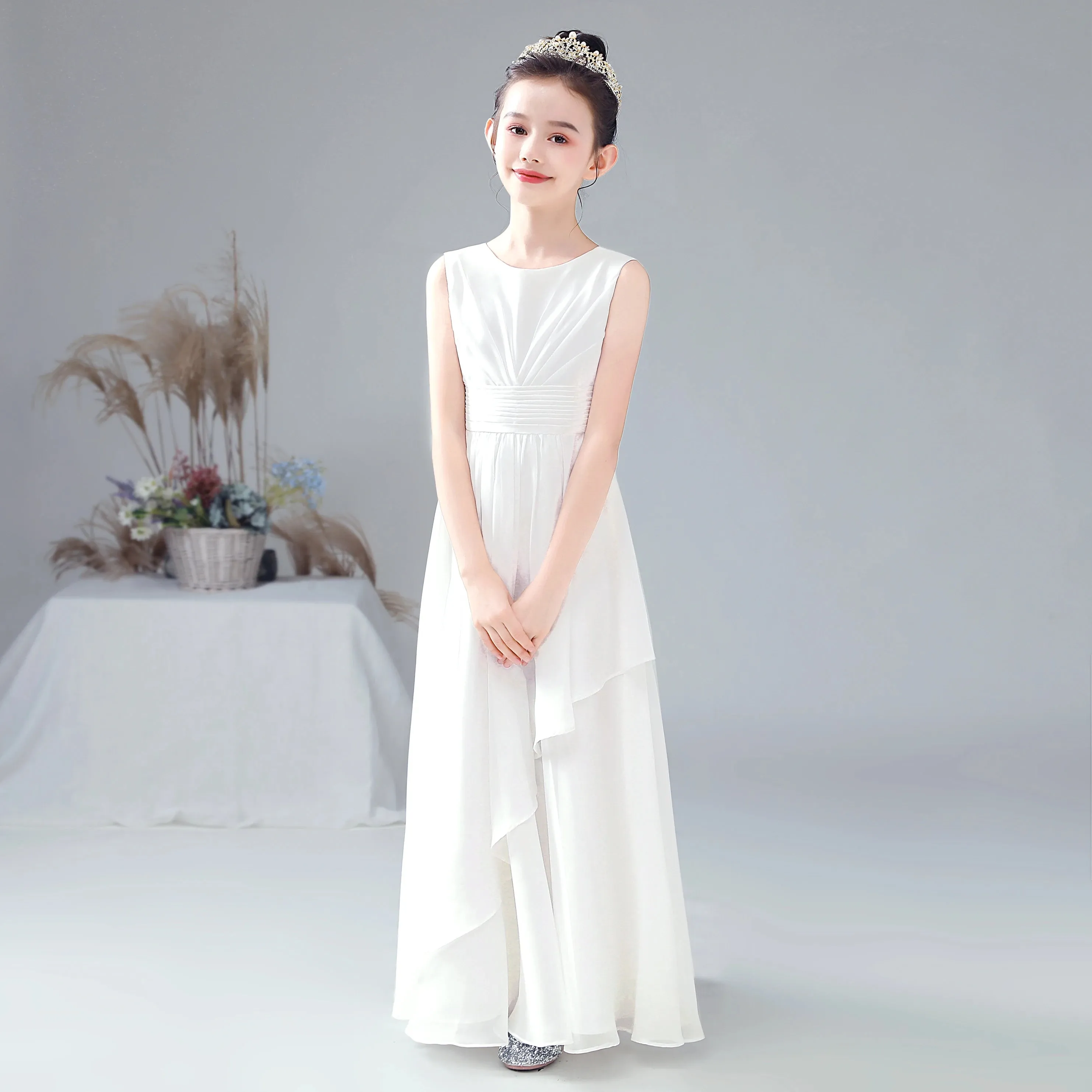 2024 Chiffon Flower Girl Dress for Weddings, First Communion, and Junior Bridesmaids