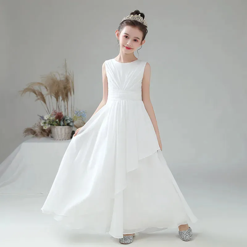 2024 Chiffon Flower Girl Dress for Weddings, First Communion, and Junior Bridesmaids