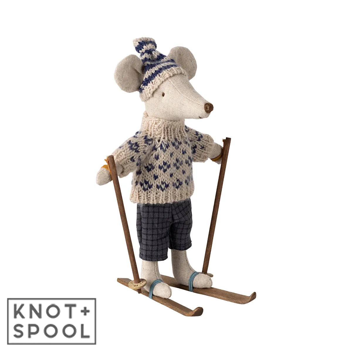 2024 Maileg Blue Winter Dad Mouse with Ski Set