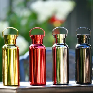 2024 New Stainless Steel Insulated Cup Portable Handheld Sports Water Bottle Electroplated Middle Mouth Outdoor Car Water Cup