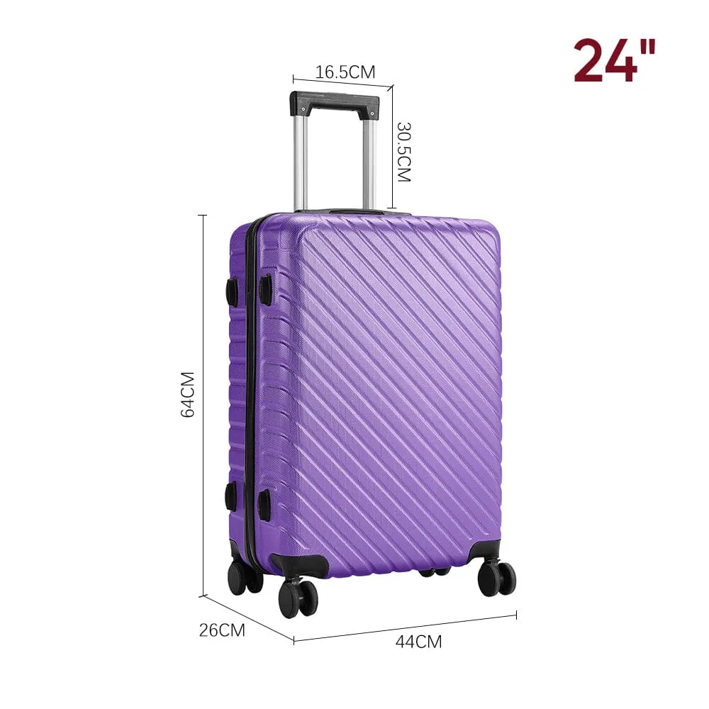 20/24/28 Inch Lightweight Hardside Slash Texture Travel Suitcase with Spinner Wheels