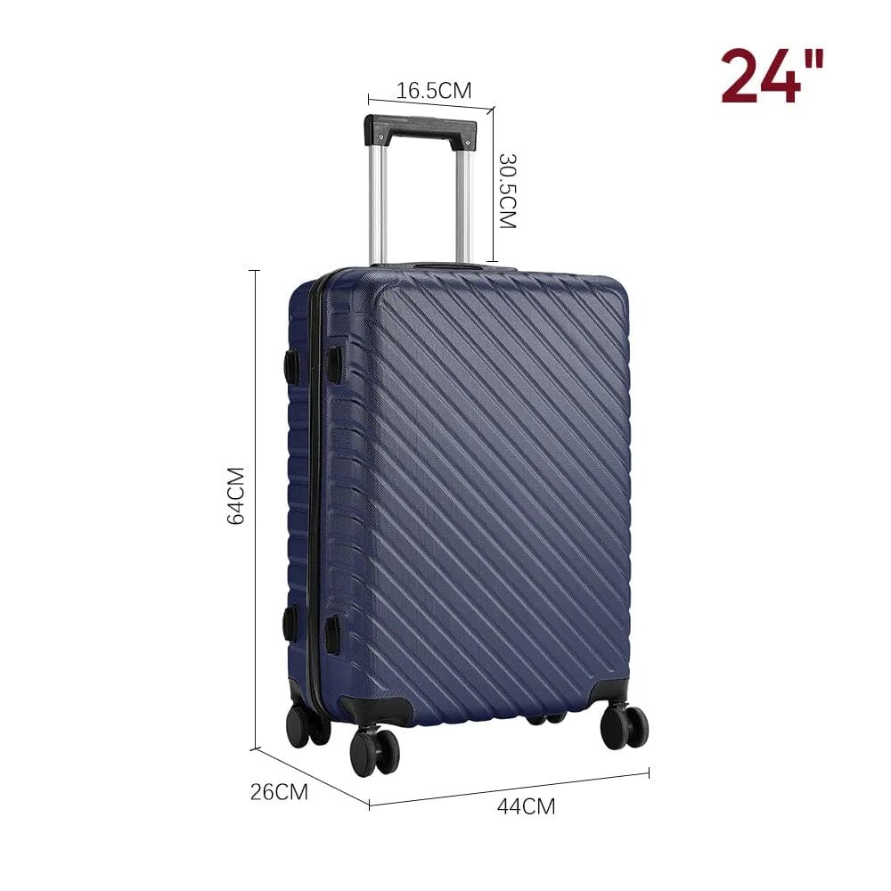 20/24/28 Inch Lightweight Hardside Slash Texture Travel Suitcase with Spinner Wheels