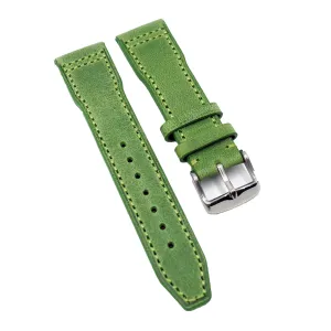 20mm, 21mm, 22mm Pilot Style Pear Green Calf Leather Watch Strap For IWC, Semi Square Tail