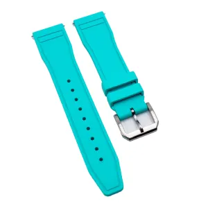 20mm, 21mm, 22mm Pilot Style Tiffany Blue FKM Rubber Watch Strap For IWC, Semi Square Tail, Quick Release Spring Bars