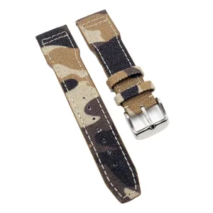 20mm, 21mm Pilot Style Camouflage Brown Nylon Watch Strap For IWC, Semi Square Tail