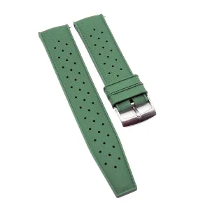 20mm, 22mm Vintage Tropical Style Hunter Green FKM Rubber Watch Strap, Quick Release Spring Bars