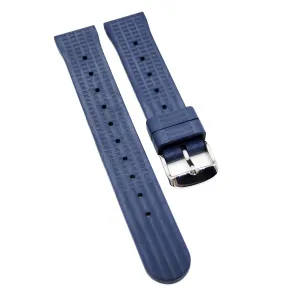 20mm, 22mm Waffle Pattern Navy Blue Rubber Watch Strap For Seiko