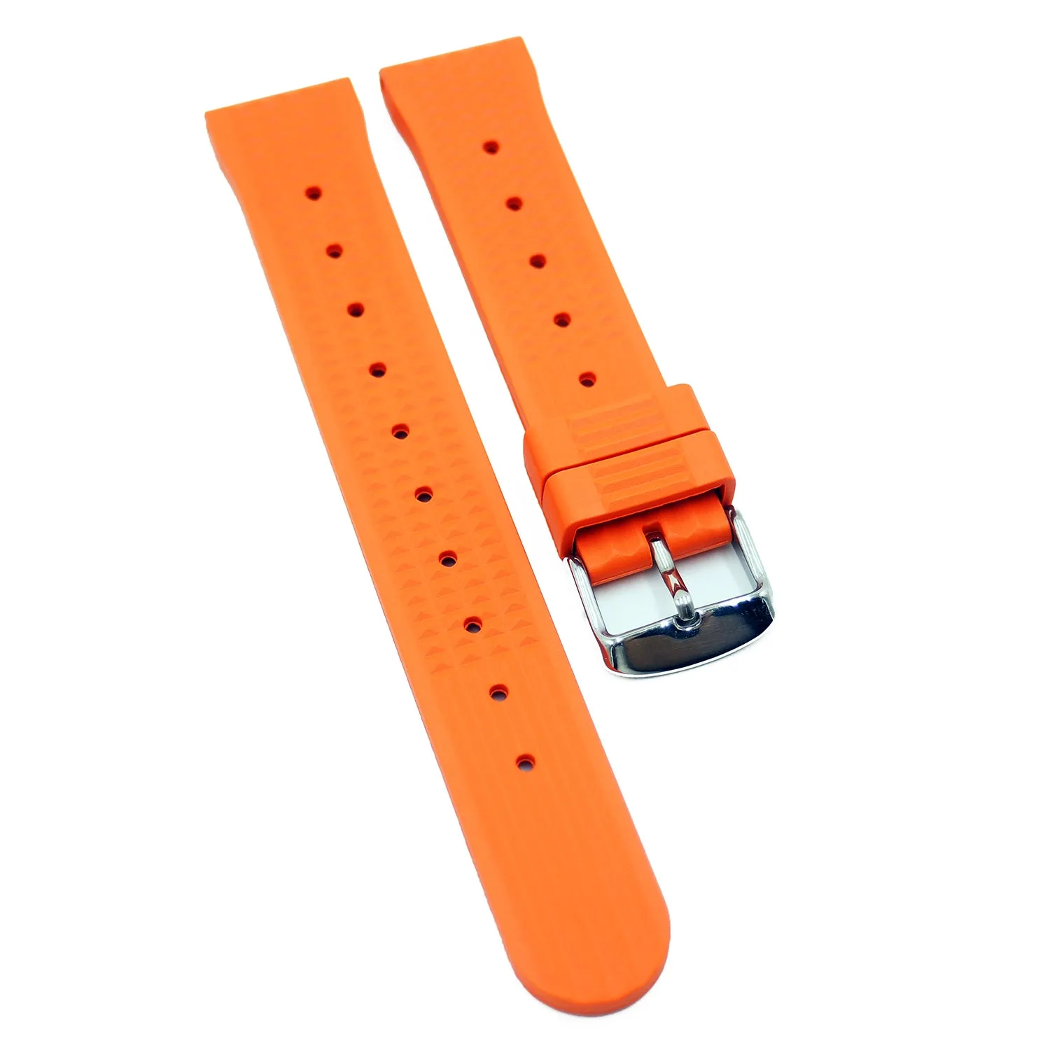 20mm, 22mm Waffle Pattern Orange Rubber Watch Strap For Seiko