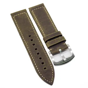 20mm, 23mm Olive Brown Matte Calf Leather Watch Strap For Zenith