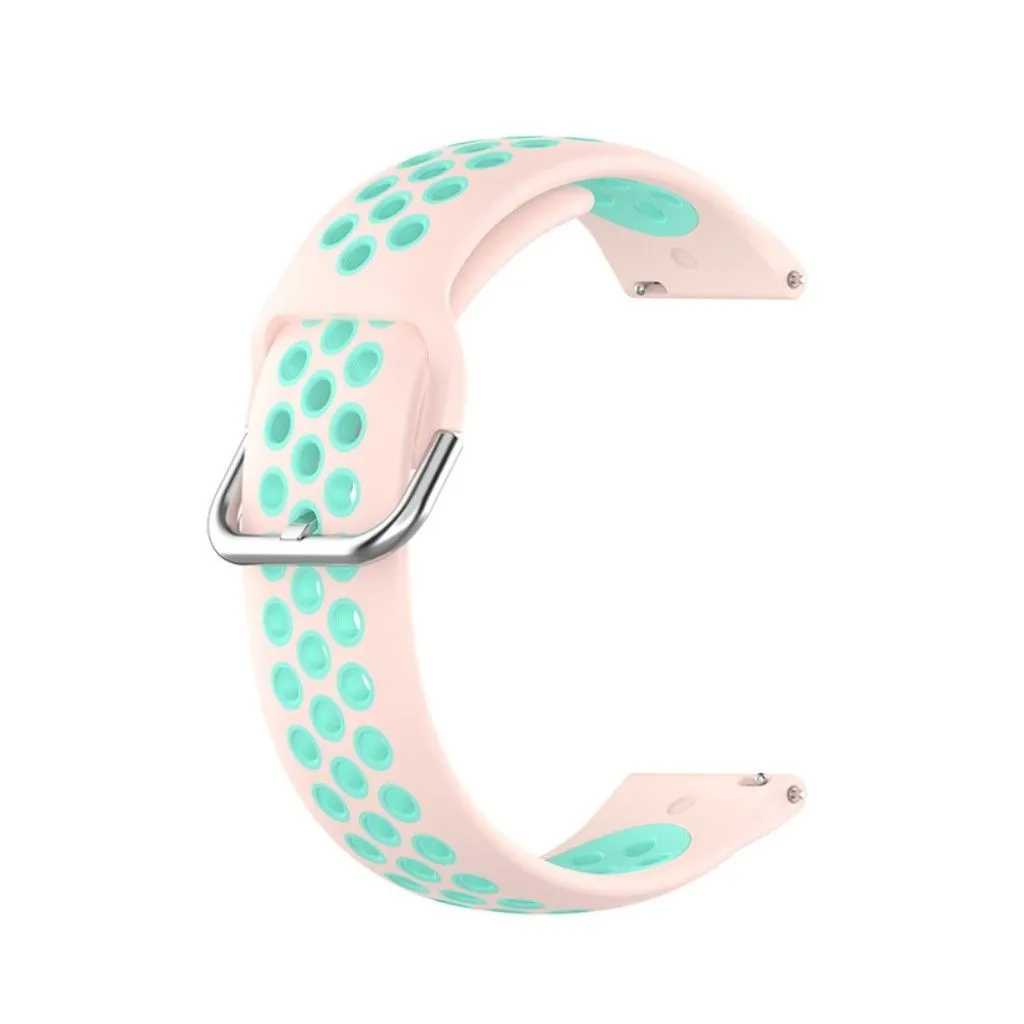 20mm bi-color silicone watch strap for Samsung watch - Light Pink / Teal