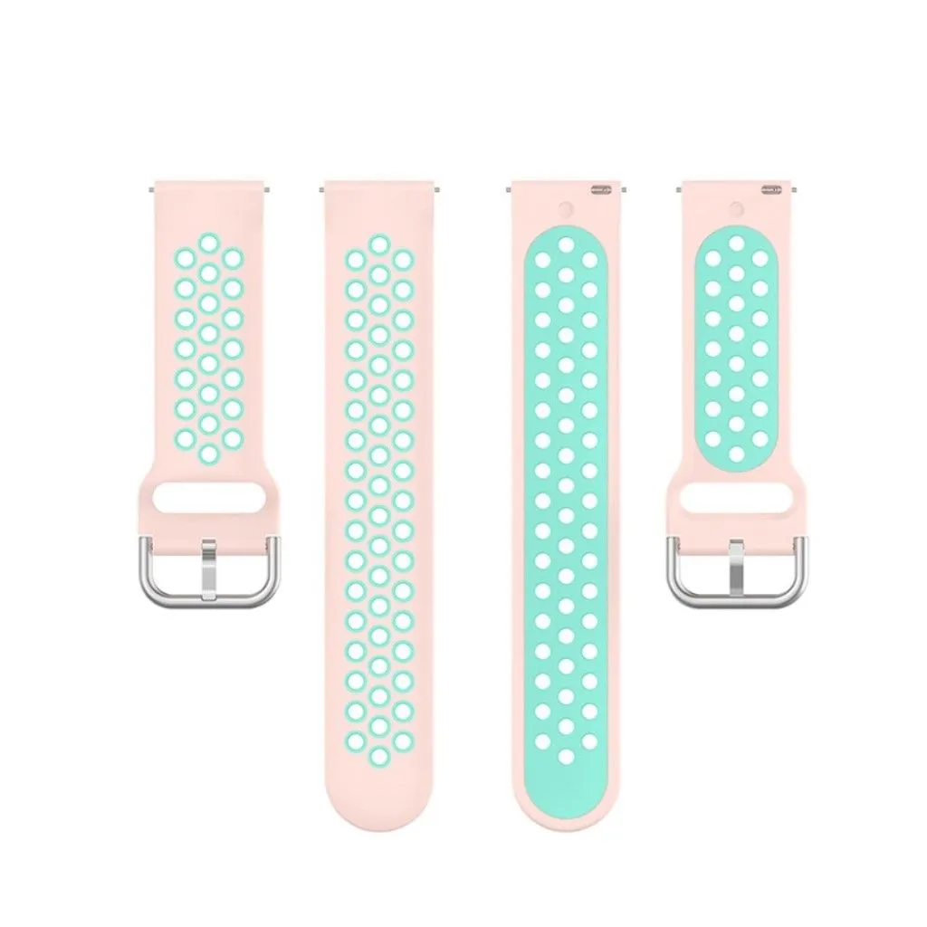 20mm bi-color silicone watch strap for Samsung watch - Light Pink / Teal