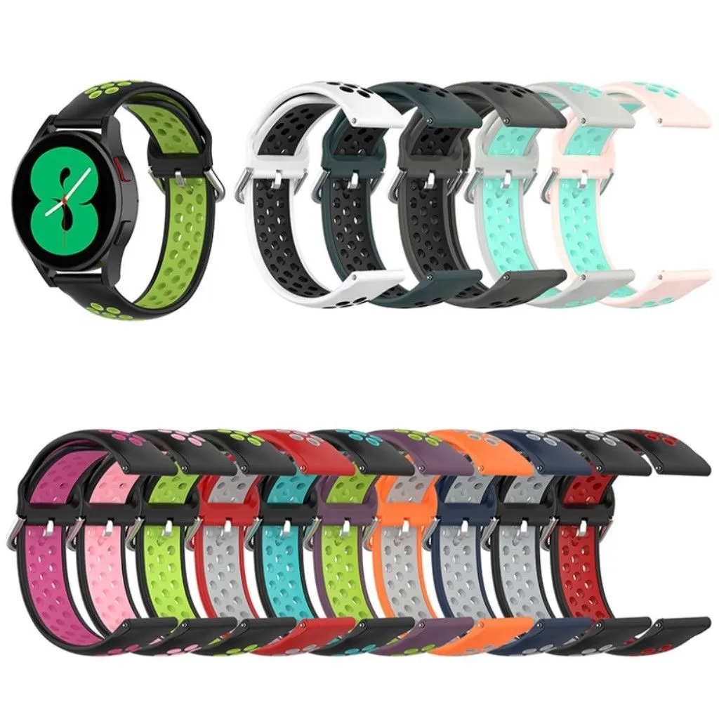 20mm bi-color silicone watch strap for Samsung watch - Light Pink / Teal