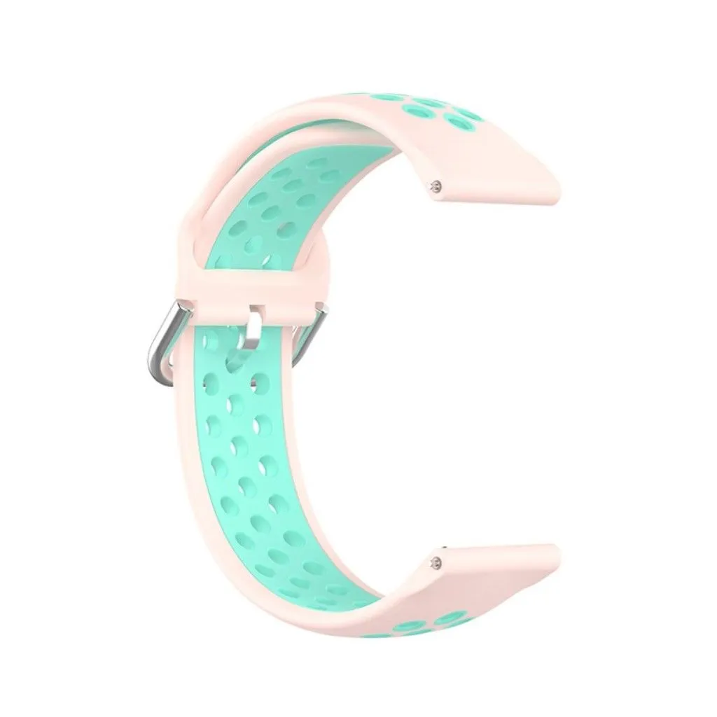 20mm bi-color silicone watch strap for Samsung watch - Light Pink / Teal