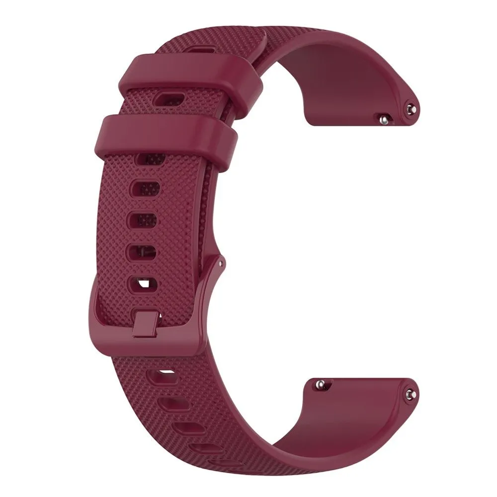 20mm grid texture silicone watch strap for Garmin Watch - Wine Red