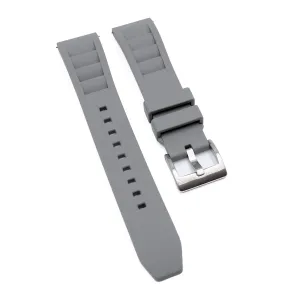 20mm RM Vented Pattern Straight End Gray FKM Rubber Watch Strap, Quick Release Spring Bars