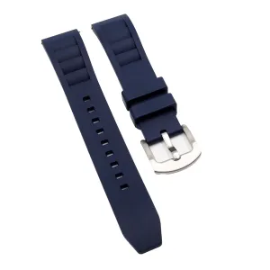 20mm RM Vented Pattern Straight End Navy Blue FKM Rubber Watch Strap, Quick Release Spring Bars