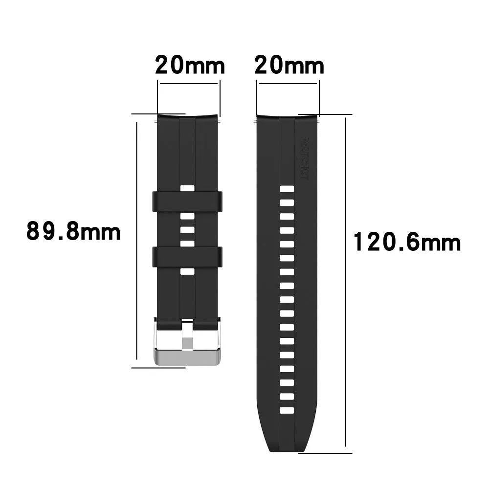 20mm Universal adjustable silicone watch strap - Silver Steel Buckle / White