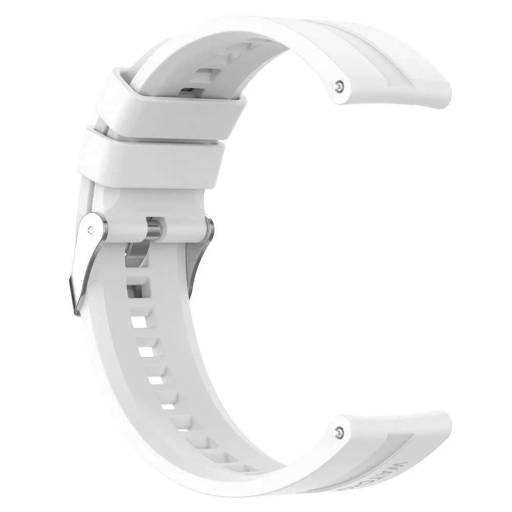 20mm Universal adjustable silicone watch strap - Silver Steel Buckle / White