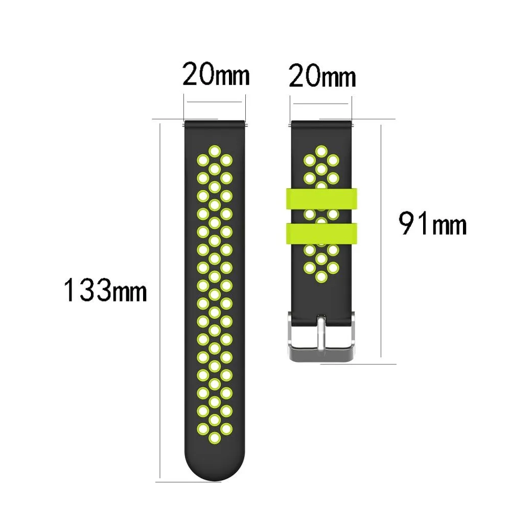 20mm Universal dual color silicone watch strap - Black / Green