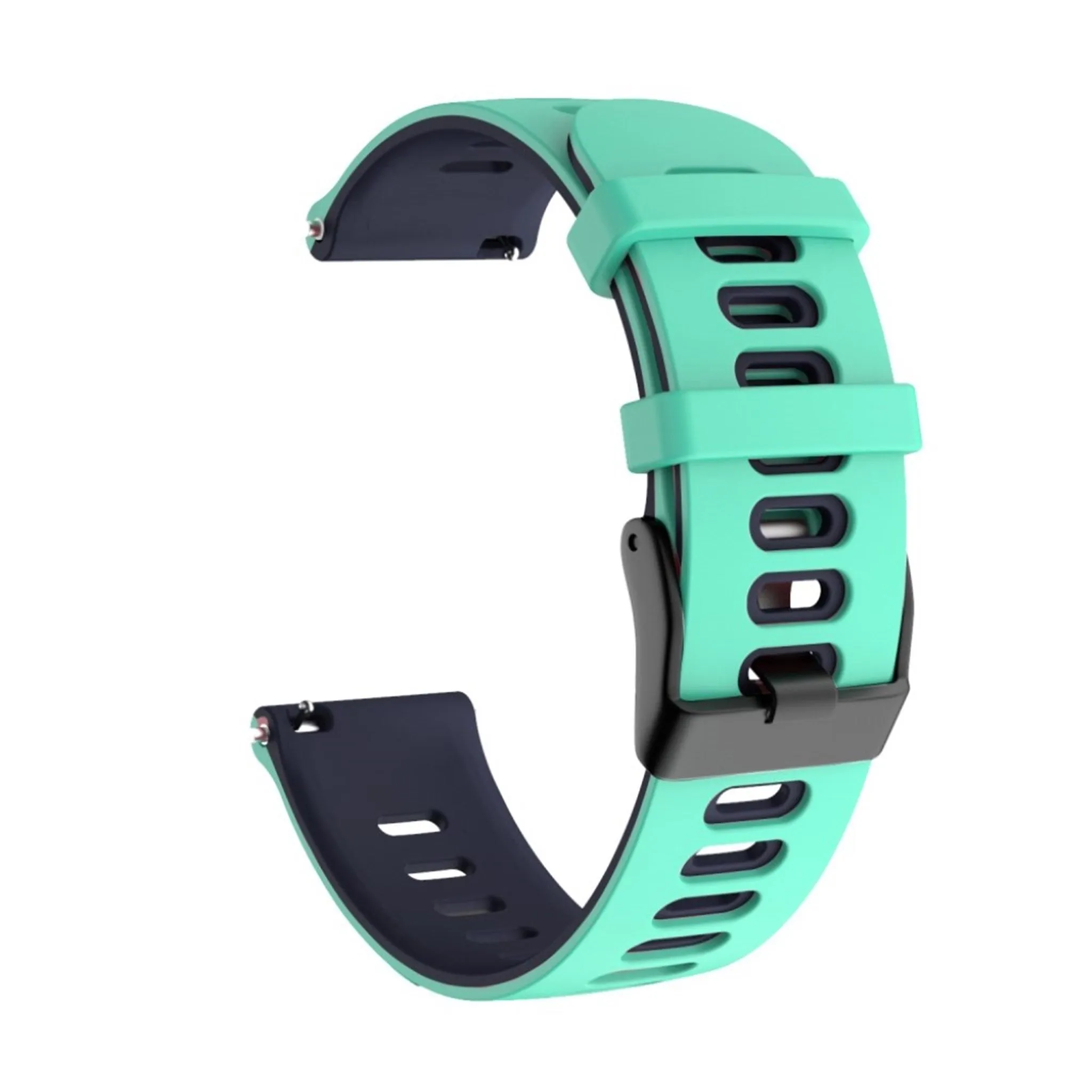 20mm Universal dual-color silicone watch strap - Mint Green / Dark Blue