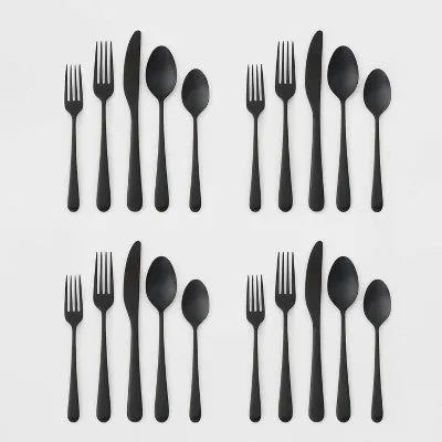 20pc Harrington Flatware Set Black - Threshold