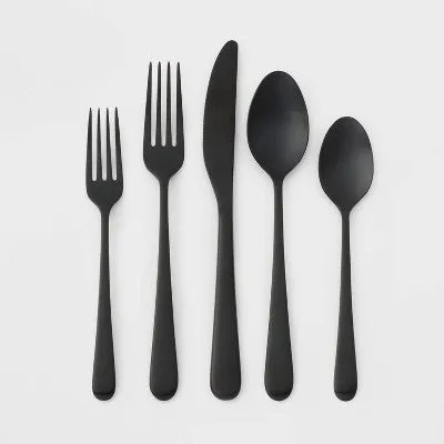 20pc Harrington Flatware Set Black - Threshold