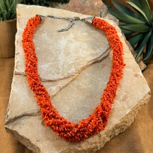 20" Red Coral 10-Strand Beaded Necklace