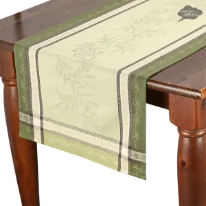 20x58" Olive Green Jacquard Cotton Table Runner by L'Ensoleillade