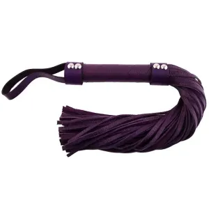 21 Inch Rouge Garments Purple Leather Flogger with Handle Loop