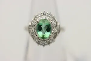 2.16 Carat Mint Tourmaline Diamond Platinum Ring