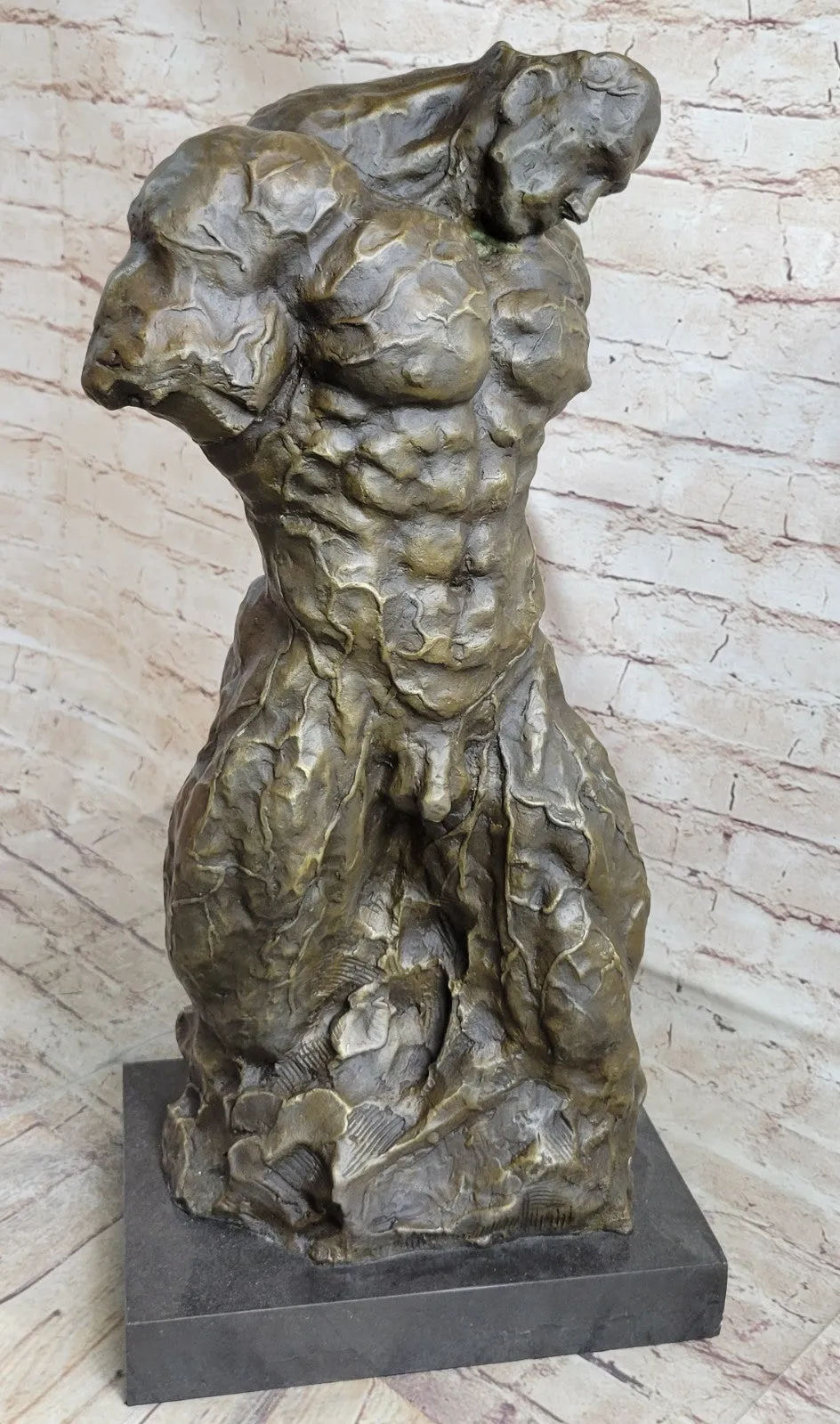 21" 100% Pure Bronze Body Builder Statue Trophy Sculpture Metal Art Male Statue