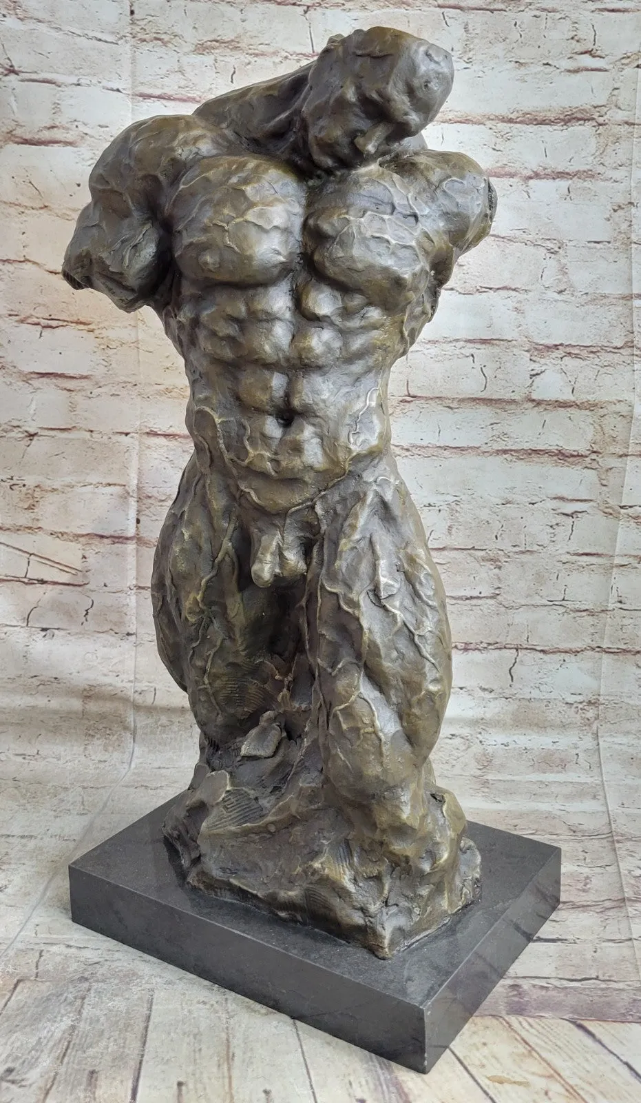 21" 100% Pure Bronze Body Builder Statue Trophy Sculpture Metal Art Male Statue