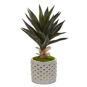 21" Agave Artificial Plant in Designer Planter