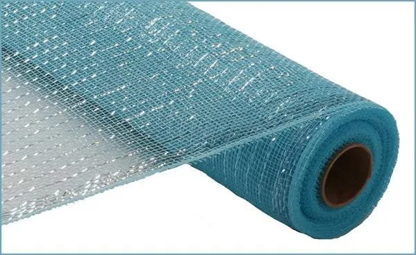 21" Metallic Turquoise Blue with Turquoise Foil - 10Yds