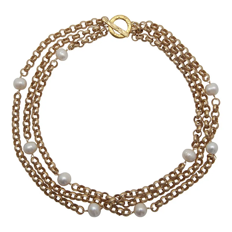 220-01-G | COCO TRIPLE STRAND NECKLACE (WHITE/GOLD)