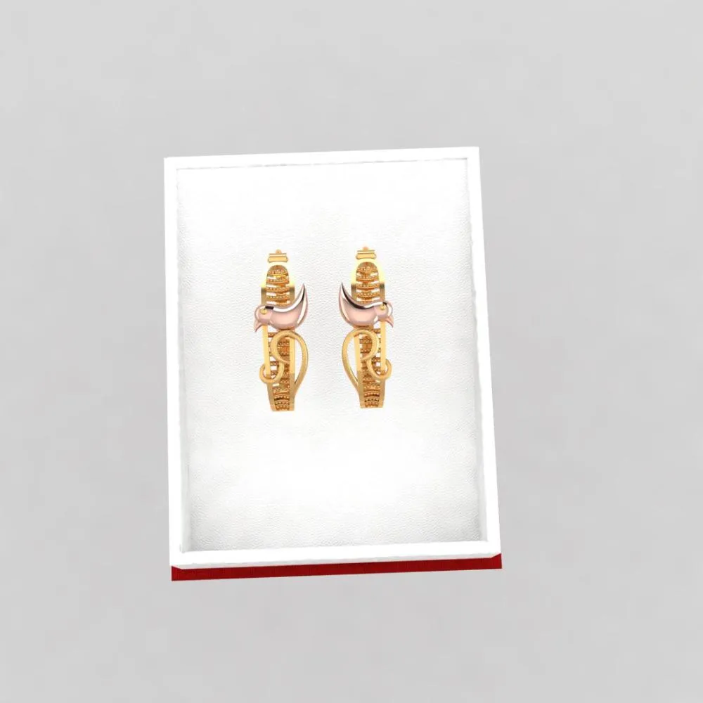 22k Elegant Gold Earrings Featuring A Bird Design