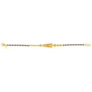 22k Gold Bracelet With Beads And Tapering Cylindrical-shaped Motif Having Geometric Patterns