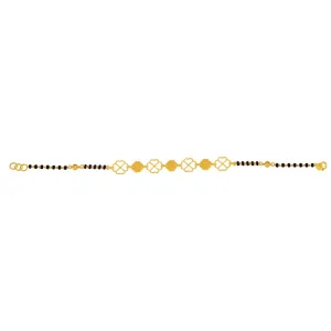 22k Gold Bracelet With Clover Motifs And Beads