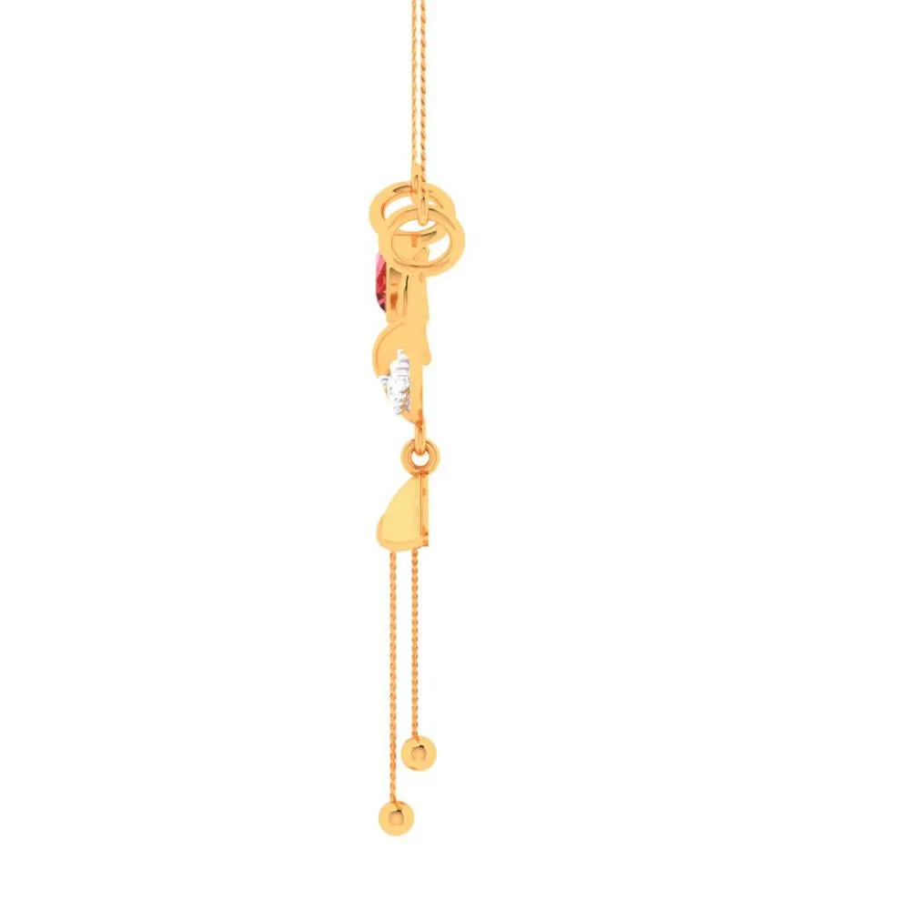 22k Red Stone With Ball Drop Gold Pendant