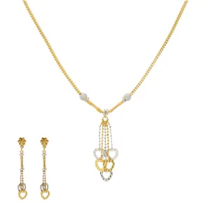 22K Yellow & White Gold Beaded Heart Necklace Set (12.7gm)