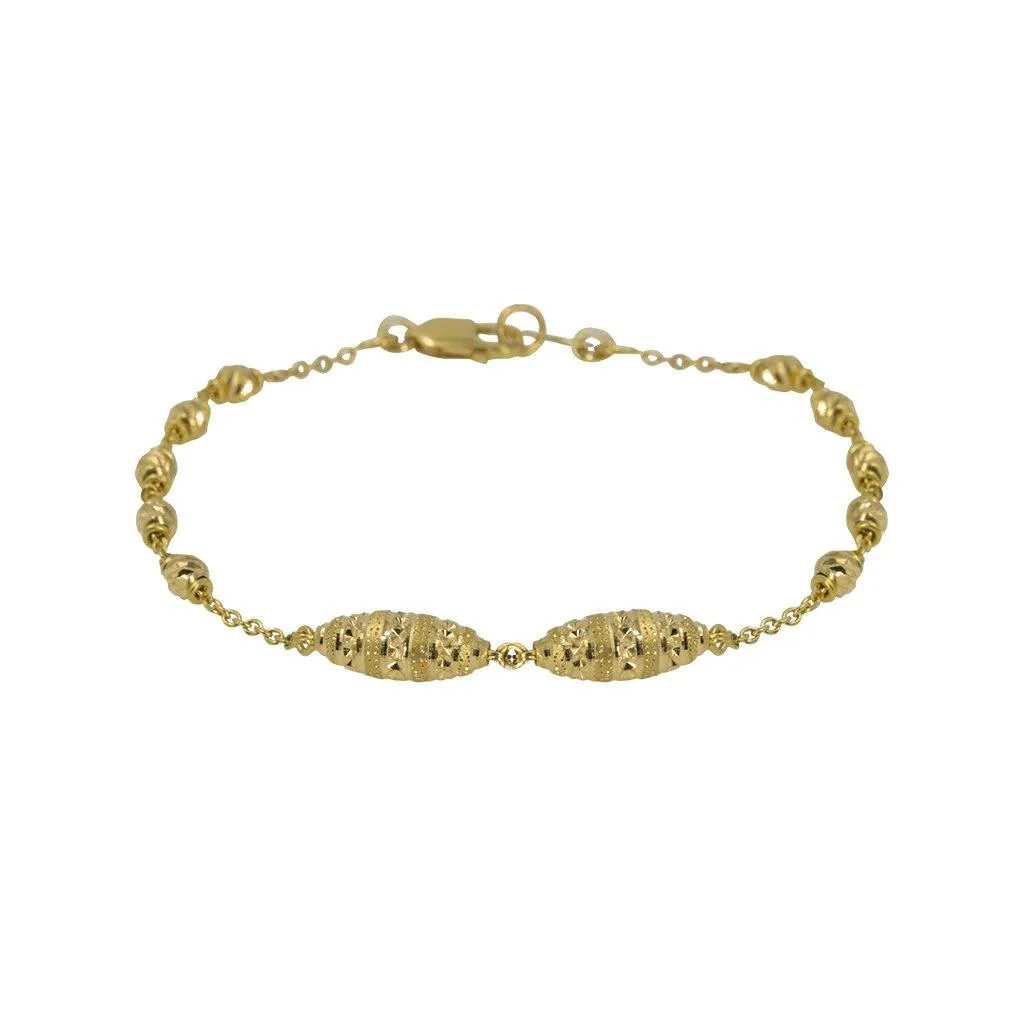 22K Yellow Gold Bracelet W/ Accent "Honeycomb" Beads