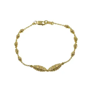 22K Yellow Gold Bracelet W/ Accent "Honeycomb" Beads