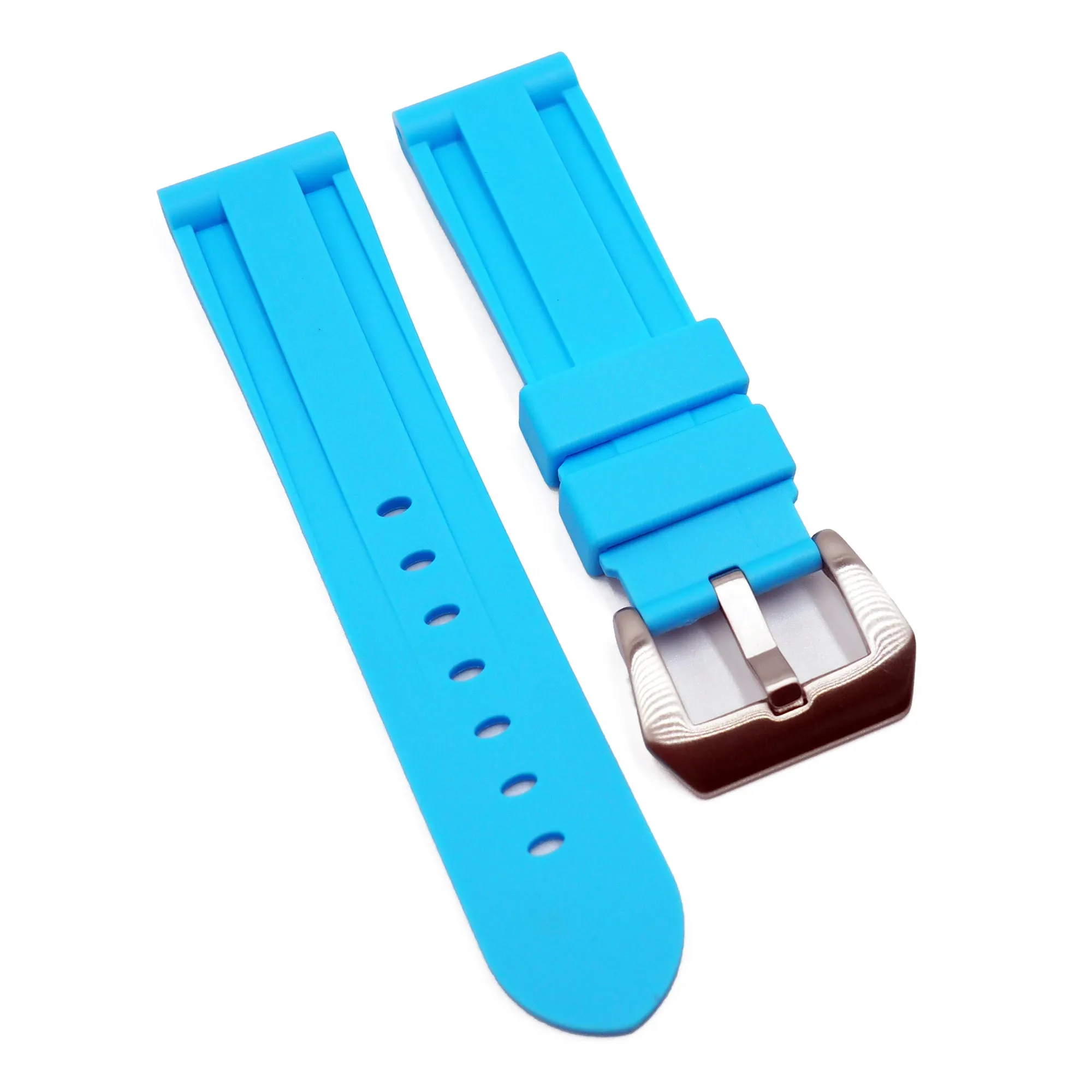 22mm, 24mm, 26mm Sky Blue Rubber Watch Strap For Panerai