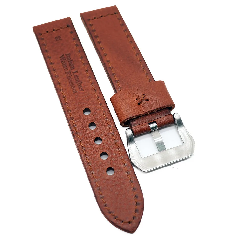 22mm, 24mm Clay Orange Italian Calf Leather Watch Strap