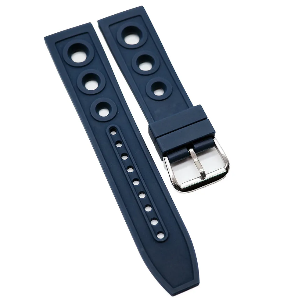 22mm, 24mm Racing Style Rubber Watch Strap For Breitling, Black / Yellow / Red / Navy Blue