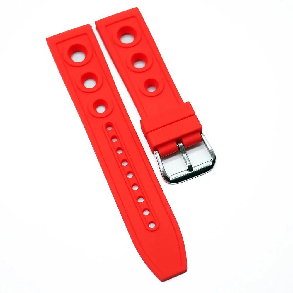 22mm, 24mm Racing Style Rubber Watch Strap For Breitling, Black / Yellow / Red / Navy Blue