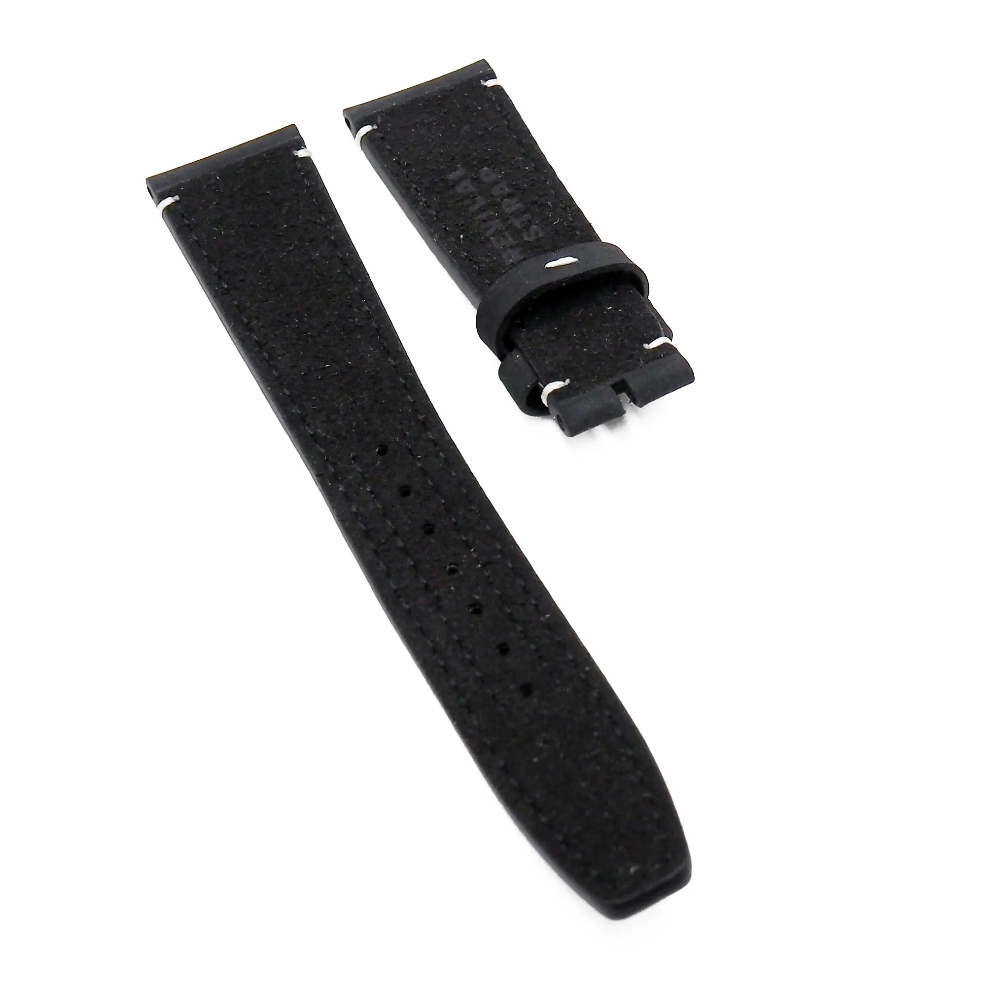 22mm Black Matte Calf Leather Watch Strap For Tudor Black Bay