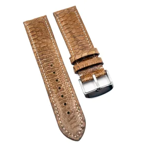 22mm Cider Orange Turkey Leather Watch Strap, White Stitching